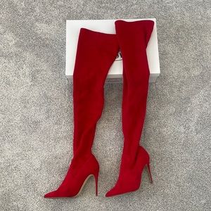 Steve Madden Dominique Thigh High Boots in Red